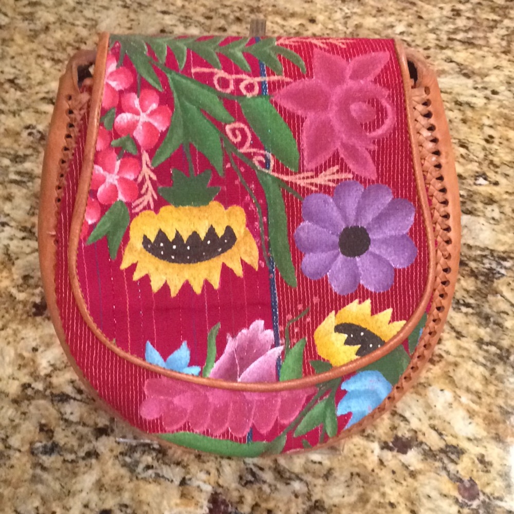 Genuine Leather hand painted Mexican Clutch-Boho